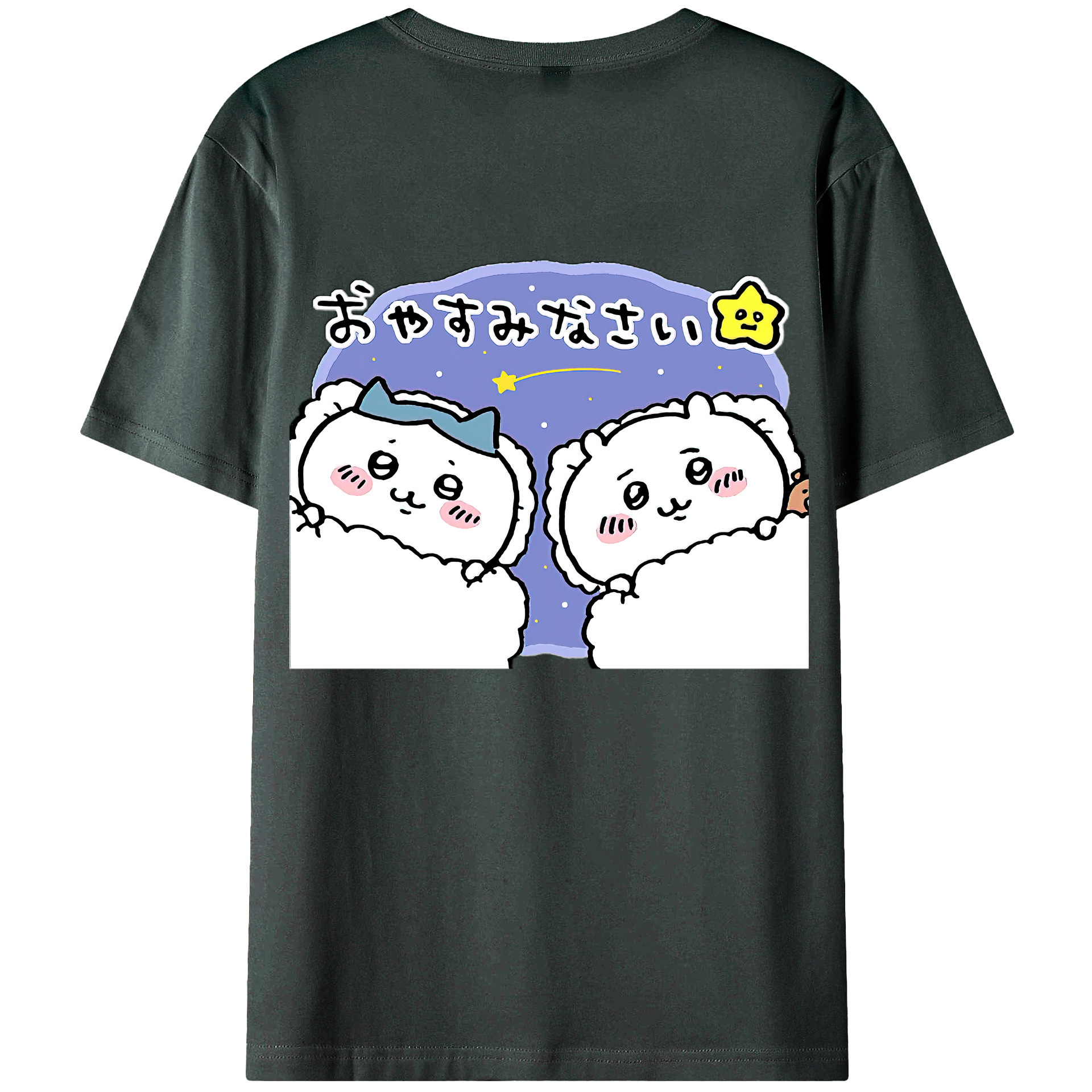 （画像用） ちいかわ ハチワレ Chii-kawa hachiware 綿100％ メンズ半袖Tシャツ（バックプリント） 通気性